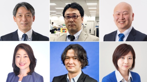 上段左から、日経BP 総合研究所の河井保博ソリューションユニット長主席研究員、日経ビジネスの北方雅人発行人、日経クロステックの戸川尚樹発行人。下段左から日経クロスウーマンの佐藤珠希発行人、日経クロストレンドの佐藤央明発行人、日経BOOKプラス中川ヒロミ編集部長