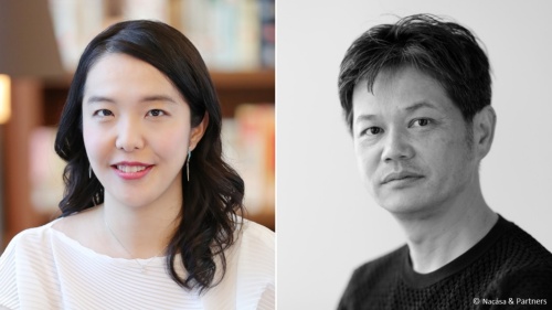 steAm代表取締役で大阪・関西万博テーマ事業プロデューサーの中島さち子氏(左)と小堀哲夫建築設計事務所代表取締役で法政大学教授の小堀哲夫氏